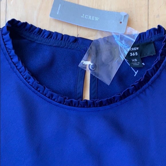 J.CREW Ruffle Neck Shell In Satin Crepe - Picture 3 of 8